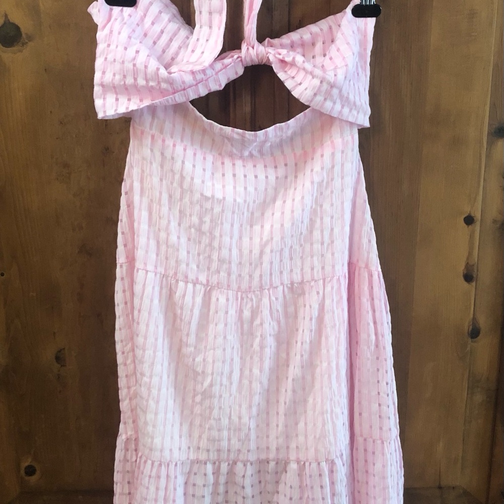 Pink Striped Sleeveless Dress